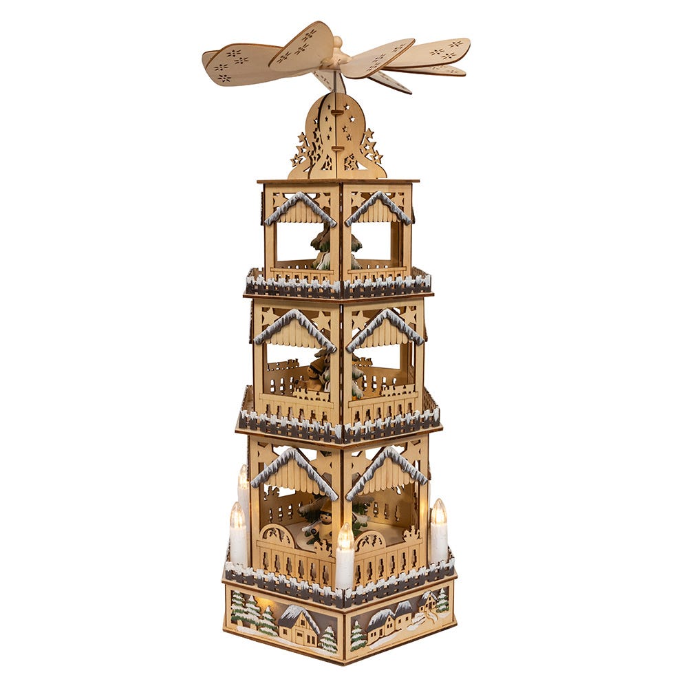 Kurt Adler 19.29-Inch Battery Operated LED Lighted 3-Story Tower Windmill Table Piece
